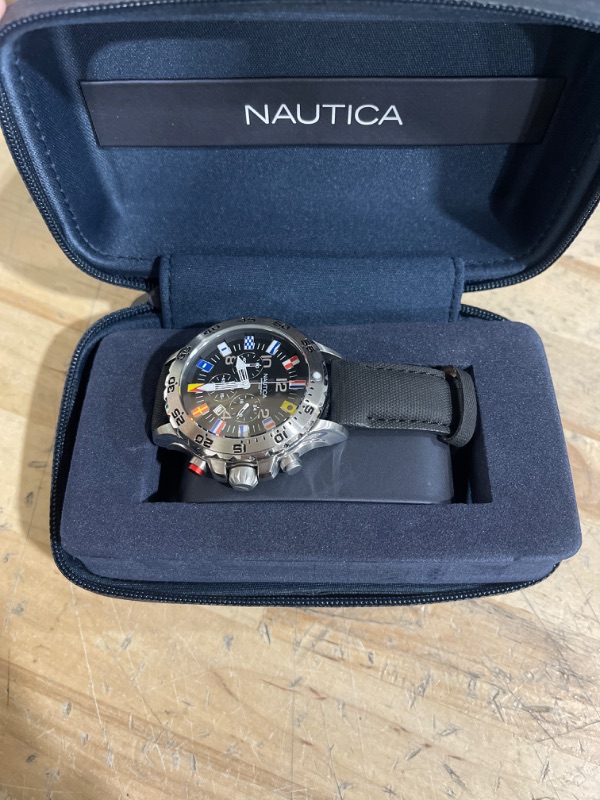 Photo 3 of **read notes** Nautica Men's N16553G Stainless Steel Watch with Black Band