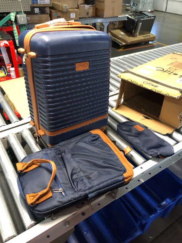 Photo 2 of ***USED - DEFAULT CODE IS 0-0-0***
Coolife Suitcase Set 3 Piece Luggage Set Carry On Travel Luggage TSA Lock Spinner Wheels Hardshell Lightweight Luggage Set(Navy, 3 piece set (DB/TB/20)) Navy 3 piece set (DB/TB/20)