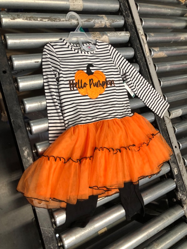 Photo 1 of Counting Daisies Girl's Hello Pumpkin 2-Piece Tunic Tutu & Legging Set
