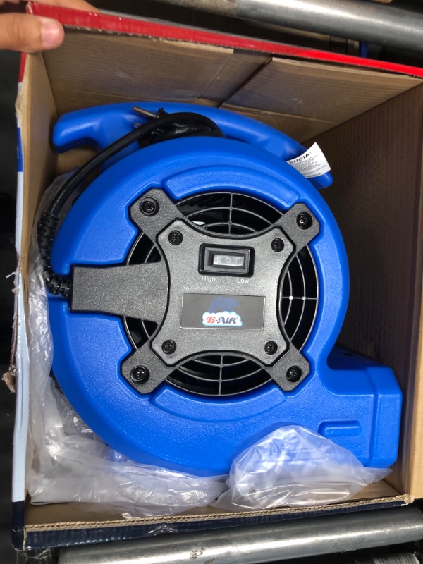 Photo 3 of 1/8 HP Air Mover Carpet Dryer Floor Blower Fan for Home Use in Blue