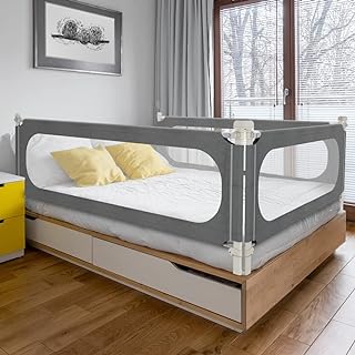 Photo 1 of MagicFox Bed Rails for Toddlers, Extra Tall 32 Levels of Height Adjustment Specially Designed for Twin, Full, Queen, King Size - 2024 Safety Bed Guard Rails for Kids (Grey, 1 Side:82.6"(L) ×27"(H))