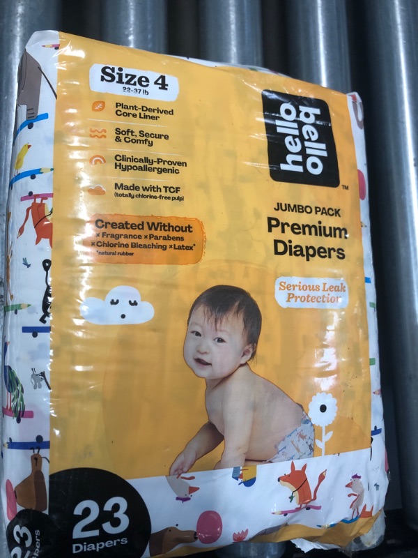 Photo 2 of ***SIZE 4  22-37 lb*** Hello Hello  Jumbo Pack Premium Diapers 23 Count