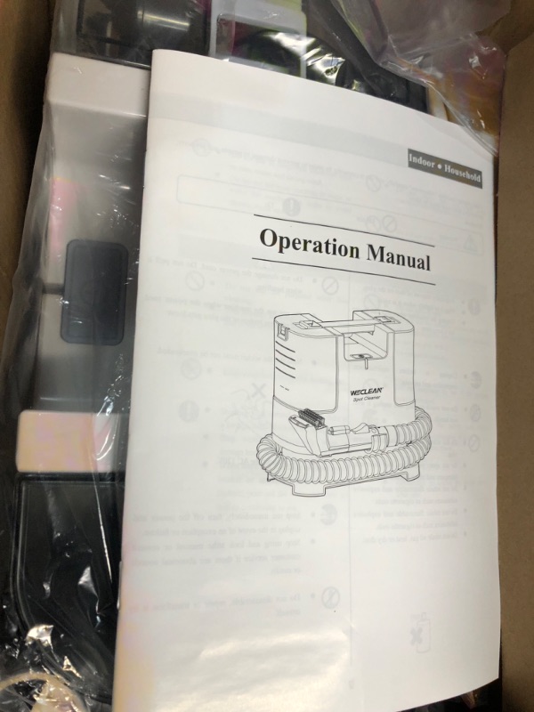 Photo 2 of ***HEAVILY USED AND DIRTY - POWERS ON - UNABLE TO TEST FURTHER***
WECLEAN C1 Carpet Upholstery Cleaner Machine, Portable Spot Cleaner, Stain Remover with Brush for Couch and Rug (White) , Lavadora de Tapiceria de Carros, Chiar Washer 13.5*8.7*13.9 inch