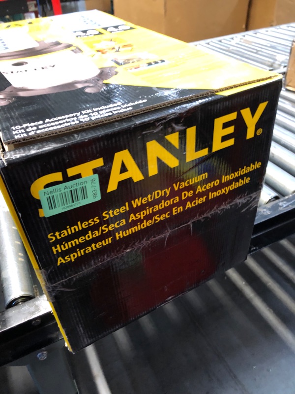 Photo 3 of Stanley - SL18129 Wet/Dry Vacuum, 4 Gallon, 4 Horsepower, Stainless Steel Tank Silver+yellow