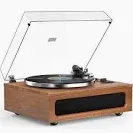 Photo 4 of All-in-One Vintage Record Player High Fidelity Belt Drive Turntable for Vinyl Records Built-in 2 Tweeter and 2 Bass Stereo Speakers, Vinyl Player with MM Cartridge, Bluetooth, Aux-in, RCA, Auto Stop