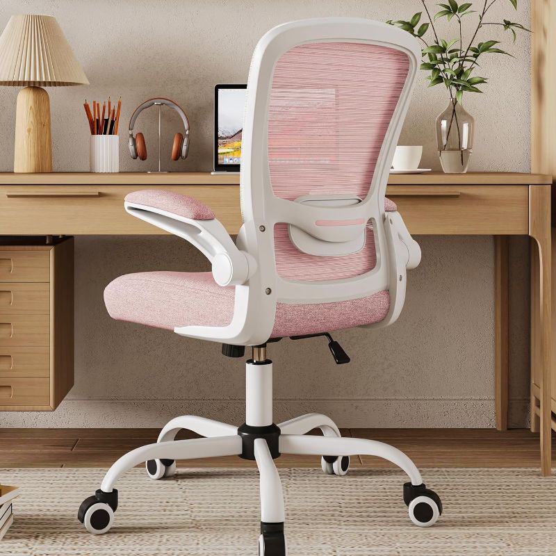 Photo 3 of Mimoglad Home Office Chair, High Back Desk Chair, Ergonomic Mesh Computer Chair with Adjustable Lumbar Support and Thickened Seat Cushion (Modern, Spanish Pink)