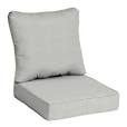 Photo 1 of allen + roth with STAINMASTER Stainmaster 25-in x 25-in 2-Piece Grey Madera Linen Deep Seat Patio Chair Cushion
