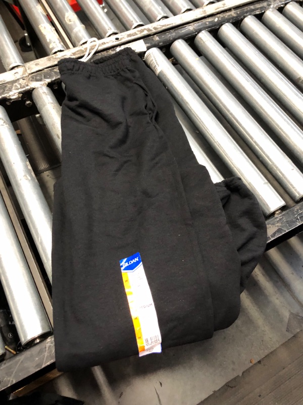 Photo 3 of Gildan Adult Fleece Elastic Bottom Sweatpants with Pockets, Style G18100 Medium Black