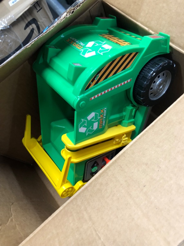 Photo 2 of *non refundable - parts broken* 19’’ 3-N-1 Maxx Recycler – Large Garbage Truck Toy with Lights, Sounds and Motorized Drive | Realistic Trash Truck with Dual Joystick Controllers - Sunny Days Entertainment | Green
