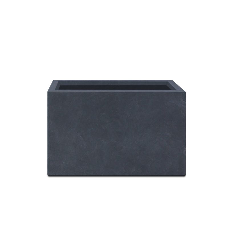 Photo 1 of 6.89"W X 19.49"L X 15.94"H Rectangular Charcoal Finish Lightweight Concrete & Fiberglass Long Planter with Drainage Hole
