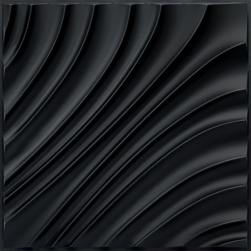 Photo 1 of STICKGOO 3D Wall Panels for Interior Wall Decor, Wave Design 3D Textured Wall Panels, 19.7''x19.7'' Black Accent Wall Panels for Living Room, Lobby, Office
