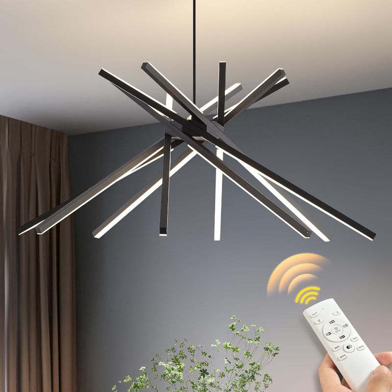 Photo 1 of OYLYW Modern Sputnik Chandeliers Black Dining Room Light Fixture Farmhouse Minimalist Chandelier for Bedroom Kitchen Entryway Living Room Foyer Dimmable...
