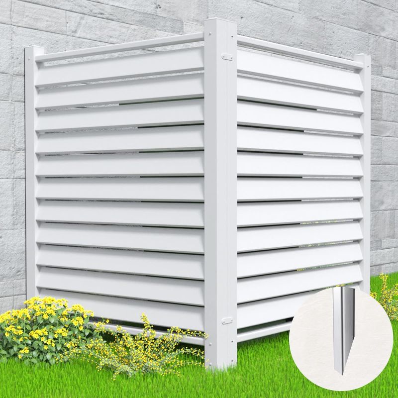 Photo 1 of **USED**Air Conditioner Fence 36"W X 44"H Vinyl Privacy Fence Panels Pool Equipment Enclosure Outdoor Trash Can Fence Privacy Screen White Vinyl Screen Panel Kit (2-Pack) 36"W X 44"H-2 Panels (Louvered)