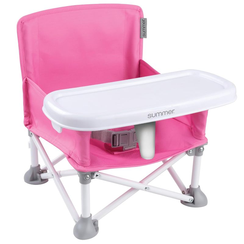 Photo 1 of (READ FULL POST) Summer by Bright Starts Pop 'N Sit Portable Booster Chair, Floor Seat, Indoor/Outdoor Use, Compact Fold, Hot Pink, 6 Mos - 3 Yrs
