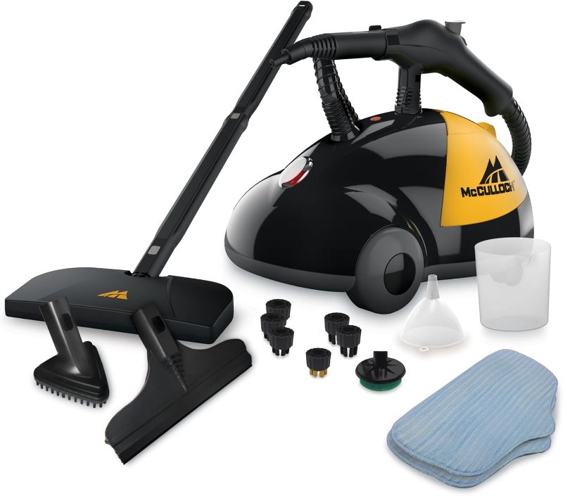 Photo 1 of ***HEAVILY USED AND DIRTY - POWERS ON - UNABLE TO TEST FURTHER - LIKELY MISSING PARTS***
McCulloch MC1275 Heavy-Duty Steam Cleaner with 18 Accessories, Extra-Long Power Cord, Chemical-Free Pressurized Cleaning for Most Floors, Counters, Appliances, Window