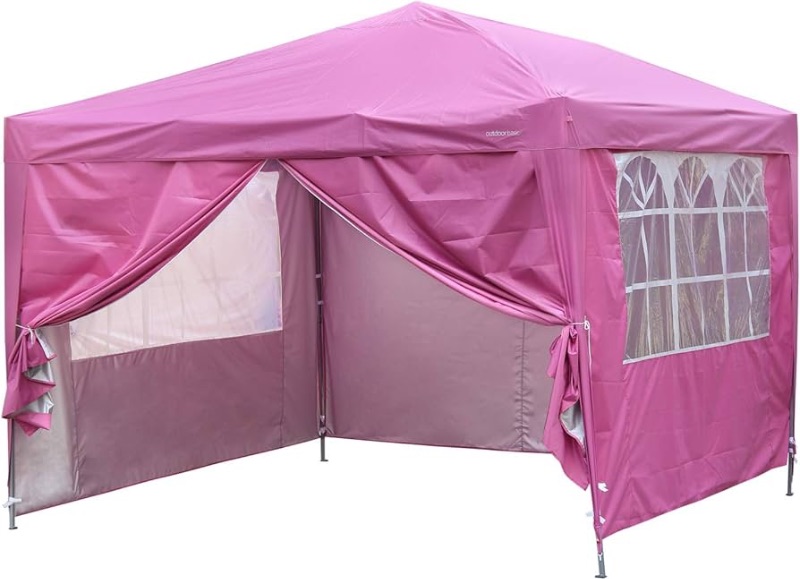 Photo 1 of ***USED - MAJOR DAMAGE - SEE COMMENTS***
10x10 Pop up Canopy Party Tent Instant Gazebos with 4 Removable Sidewalls Pink