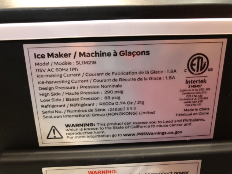 Photo 3 of ***USED - DOESN'T POWER ON - UNABLE TO TROUBLESHOOT***
Silonn Ice Maker Countertop, Portable Ice Machine with Carry Handle, Self-Cleaning Ice Makers with Basket and Scoop, 9 Cubes in 6 Mins, 26 lbs per Day, Ideal for Home, Kitchen, Camping, RV
