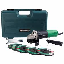 Photo 1 of ***USED - GRINDER AND GRINDING WHEELS ONLY - NO ACCESSORIES INCLUDED - DOESN'T TURN ON - UNABLE TO TROUBLESHOOT***
Metabo HPT 4.5-in 6.2 Amps Sliding Switch Corded Angle Grinder