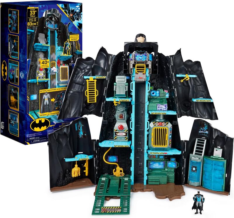 Photo 1 of ***USED - MISSING NUMEOUS PARTS - UNABLE TO VERIFY FUNCTIONALITY***
Batman, Bat-Tech Batcave, Giant Transforming Playset with Exclusive 4” Batman Figure and Accessories, Kids Toys for Boys Aged 4 and Up
