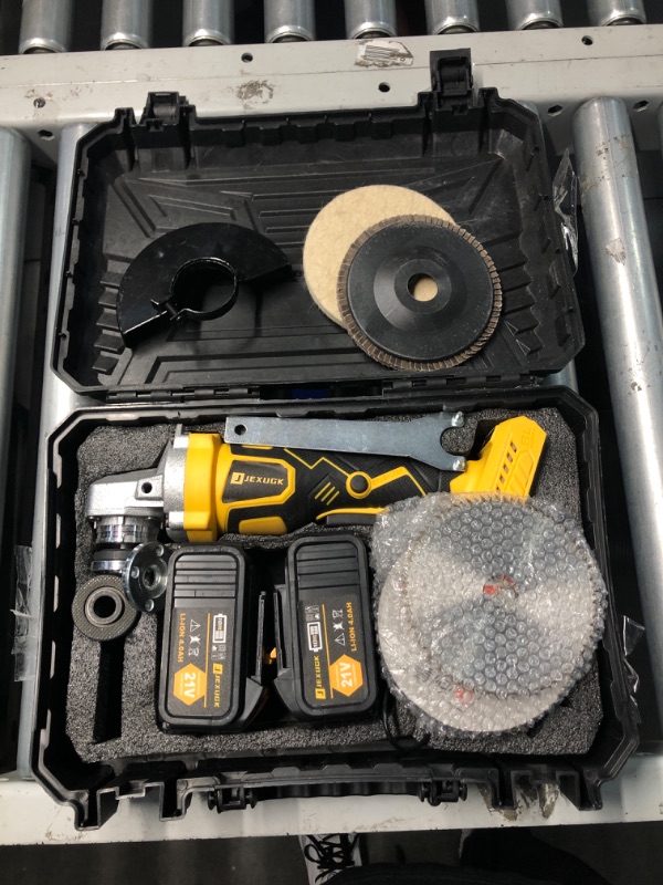 Photo 2 of (READ FULL POST) JEXUGK Cordless Angle Grinder with Battery, 21V 5 inch Cordless Grinders Tools with 2 x 4.0Ah Batteries, 10000RPM Brushless Motor Metal Grinder with 10x5" Cutting Wheels for Wood Polishing
