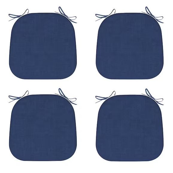 Photo 1 of (READ FULL POST) 16 in. x 17 in. U-Shape Outdoor Chair Cushions Patio Seat Cushions Seat Pad with Ties Navy Textured (4-Pack)
