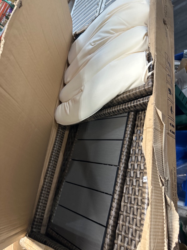 Photo 1 of YITAHOME 70 Gallon Outdoor Storage Bench, Weather-Resistant Woven Rattan Deck Box