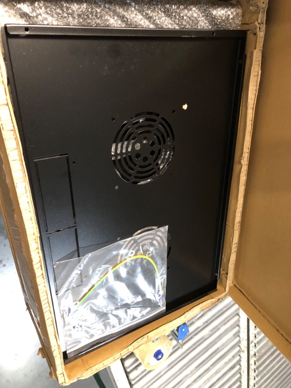 Photo 3 of (MISSING PARTS/ SEE NOTES) 
6U Wall Mount Server with Lockable Door and Side Panels in Black. Features Cooling Fan, Standard Glass Door, 17.7 inch Depth Comes with 1U Server Rack Shelf
