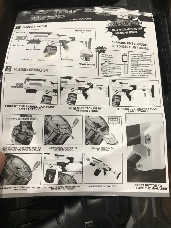 Photo 5 of ***PARTS ONLY******NON REFUNDABLE***
Gel Ball Blaster Gun Automatic Sniper Rifle. Toy Gun with 50000+ ammo. The Shooting Activity Game with 11.1V Battery, 180+ FPS,100+Foot Range