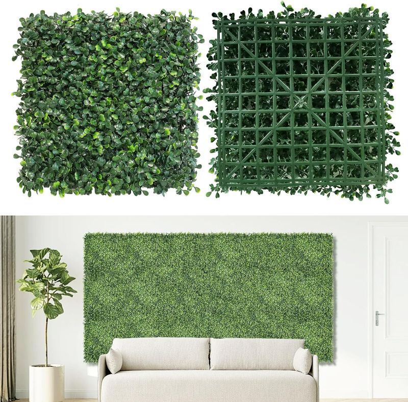 Photo 1 of **General post and photo for reference 
Artificial Grass Wall Panels Backdrop,10"x 10"(12Pcs) Faux Boxwood Panels for Outdoor Indoor Green Wall Decor,Party Wedding Garden Fence Decorations