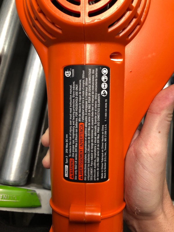 Photo 3 of (READ FULL POST) BLACK+DECKER 20V MAX Cordless Leaf Blower, Lawn Sweeper, 130 mph Air Speed, Lightweight Design, Battery and Charger Included (LSW221)
