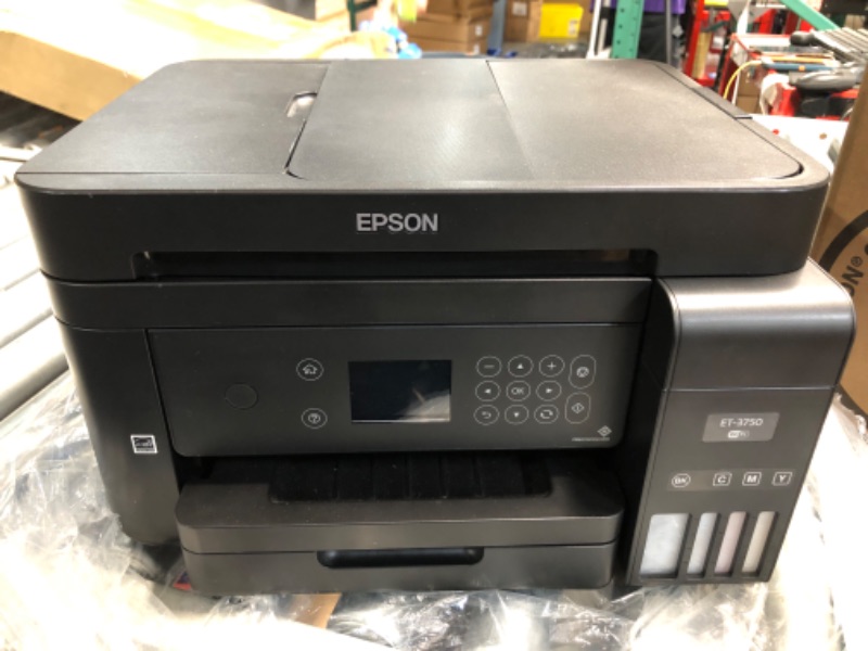 Photo 1 of ***USED - POWERS ON - UNABLE TO TEST FURTHER - USED AND DIRTY***
Epson WorkForce ET-3750 EcoTank Wireless Color All-in-One Supertank Printer with Scanner, Copier and Ethernet