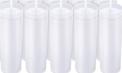 Photo 1 of **BUNDLE NO REFUNDS**5 Pack Skinny Tumbler with Lids and Straws 16 oz Matte Colored Acrylic Tumblers Double Wall Plastic Tumbler Cups Skinny Travel Tumbler Reusable Cup