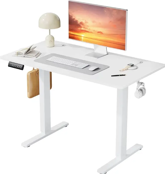 Photo 1 of ***FRAME ONLY - NO TABLETOP - SEE PICTURES - UNABLE TO VERIFY FUNCTIONALITY***
DUMOS ELT-Z4024 Standing Desk Frame, White, Metal Construction