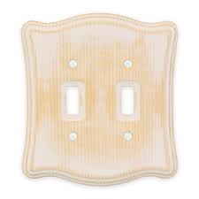 Photo 1 of **bundle of 2**allen + roth 2-Gang Standard Size Distressed White Wood Indoor Toggle Wall Plate
