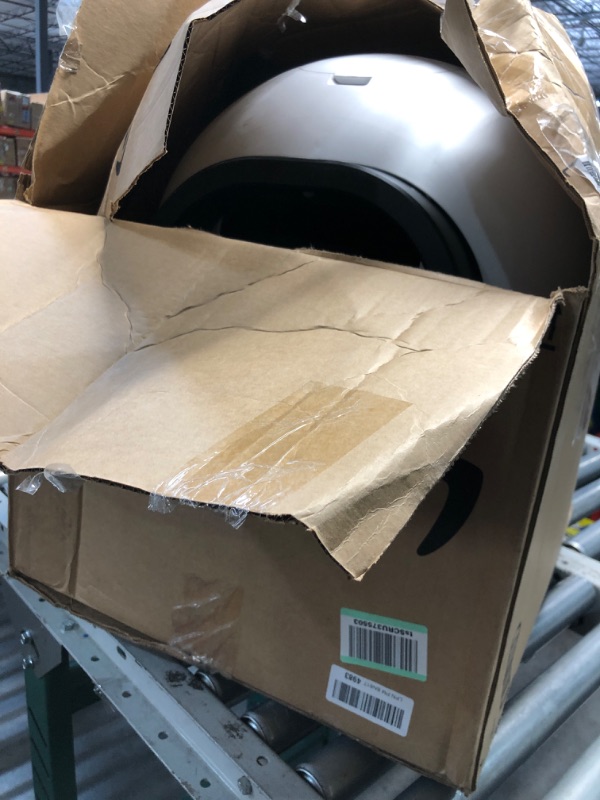 Photo 1 of **PREV OPENED** Self Cleaning Cat Litter Box, Large Automatic Cat Litter Box for Multiple Cats with APP Control Odor Removal Safety Protection 2 Rolls Garbage Bags, White & Black
