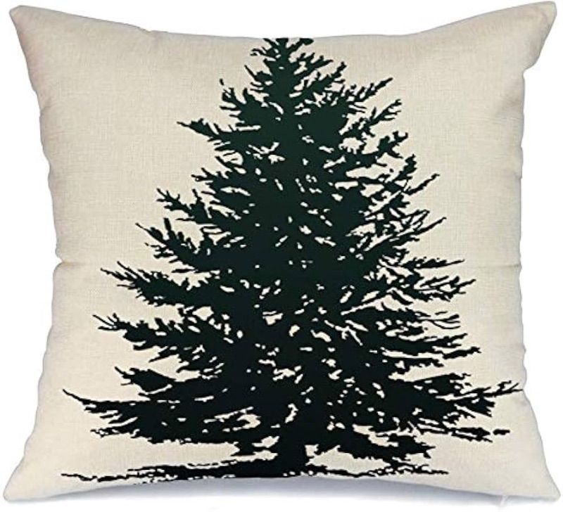 Photo 1 of Starolal
2-Decorative Throw Pillow Cover Pine Plant Christmas Outline Tree Silhouette Nature Winter Sketch Drawing Xmas Botany Forest Black Linen Soft Square Cushion Case for Sofa Living Room Car 18 x 18 Inch