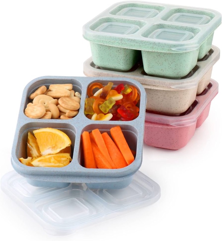 Photo 1 of  ozazuco
4 Pack Snack Containers, Divided Bento Snack Box, 4 Compartments Reusable Meal Prep Lunch Containers for Kids Adults, Food Storage Containers for School Work Travel