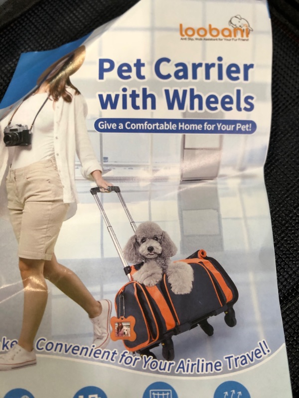 Photo 3 of LOOBANI Pet Carrier with Wheels,Pet Carrier Airline Approved 18x11x11 for Small Dogs & Cats Puppy Up to 16 LBS Airline Approved Dog Carrier, Cat Carrier Underseat Safe and Easy Travel Vet Visit 18"x11"x11"