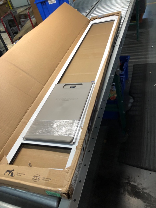 Photo 3 of ***USED - LIKELY MISSING PARTS - UNABLE TO VERIFY FUNCITONALITY***
PetSafe 1-Piece Sliding Glass Pet Door for Dogs & Cats - Adjustable Height 75 7/8" to 80 11/16"- Large, White, No-Cut Install, Aluminum Patio Panel Insert, Great for Renters or Seasonal In