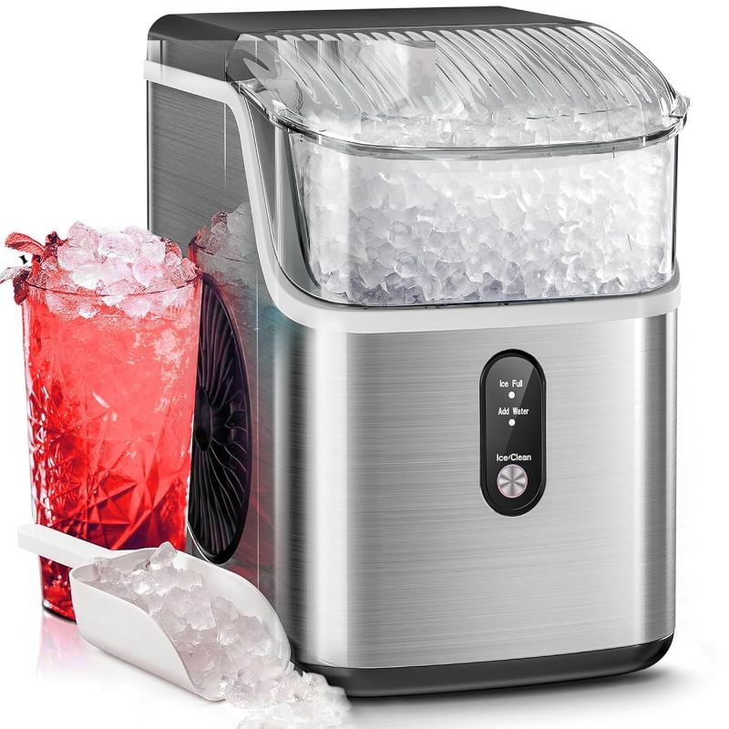 Photo 1 of (NON-REFUNDABLE) Nugget Ice Makers Countertop, 35lbs/Day Pebble Ice Maker Machine with Chewable Ice, Self-Cleaning Sonic Countertop ice Maker with Ice Scoop and Ice Basket for Home & Kitchen(Stainless Steels)
