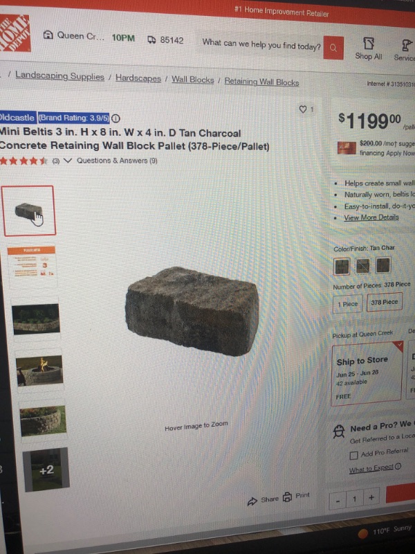 Photo 5 of Oldcastle
Mini Beltis 3 in. H x 8 in. W x 4 in. D Victorian Concrete Retaining Wall Block
Approximate 378 pieces 