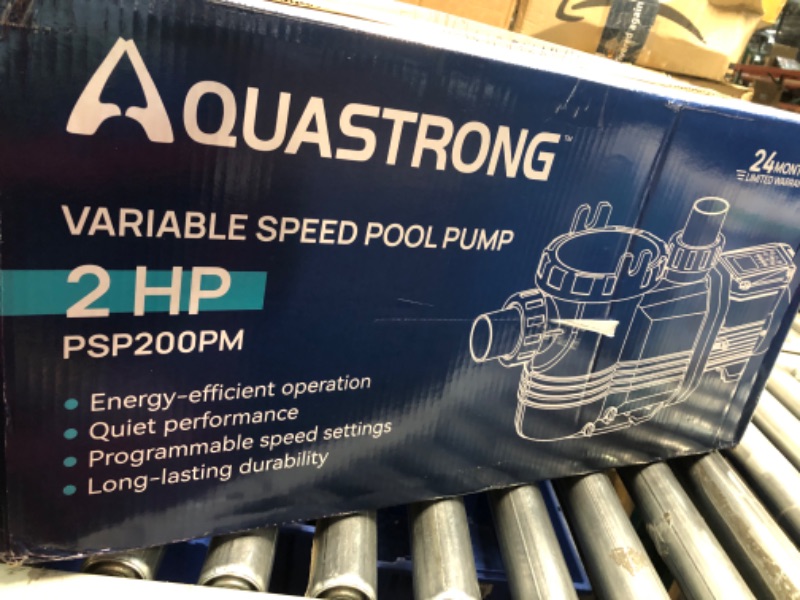 Photo 4 of ***USED - MISSING NUMEROUS PARTS, INCLUDING ADAPTER/THREAD RINGS - SEE PICTURES - UNABLE TO TEST***
AQUASTRONG 2 HP Variable Speed Pool Pump for In/Above Ground Pool, 220V, 10566GPH, Energy Efficient, High Flow, Powerful Self Primming Swimming Pool Pumps 