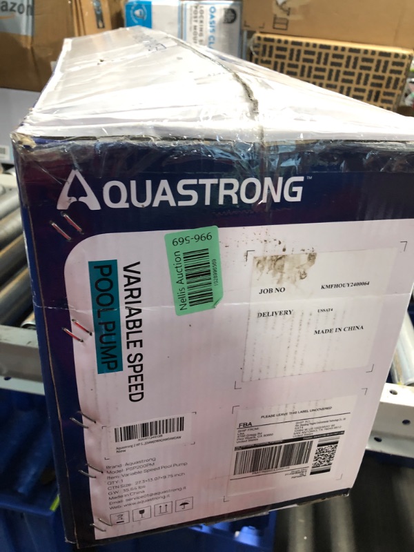 Photo 2 of ***USED - MISSING NUMEROUS PARTS, INCLUDING ADAPTER/THREAD RINGS - SEE PICTURES - UNABLE TO TEST***
AQUASTRONG 2 HP Variable Speed Pool Pump for In/Above Ground Pool, 220V, 10566GPH, Energy Efficient, High Flow, Powerful Self Primming Swimming Pool Pumps 