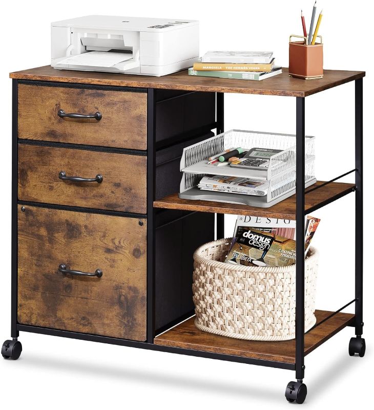 Photo 1 of (similar to stock photo)
DEVAISE Mobile File Cabinet with 3 Drawers, Printer Stand with Fabric Drawers, Vertical Filing Cabinet fits A4 or Letter Size for Home Office,