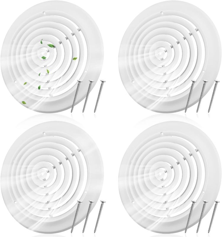 Photo 1 of 4 Pieces 12 Inch Round Vent Cover, Ceiling Diffuser HVAC Vent Duct Cover Replacement with Screws to Install, Fitting in 12 Inch Duct, Outer Dimensions: 15-15/16"