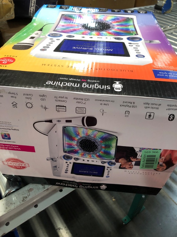 Photo 1 of Singing Machine Karaoke Machine with 7" Color Monitor - White (STVG785BTW)