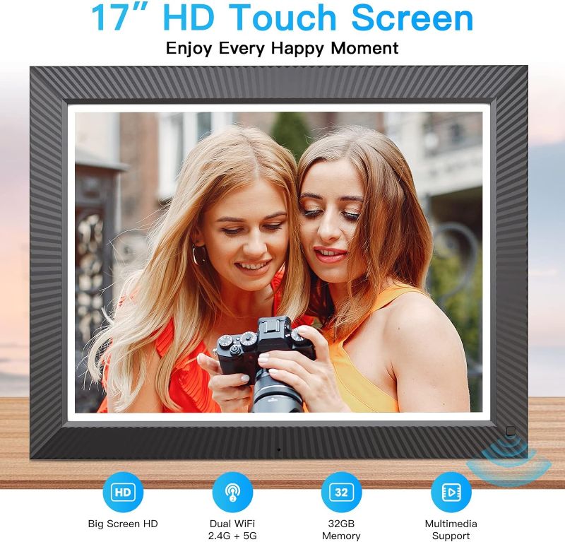 Photo 1 of **NONREFUNDABLE**FOR PARTS OR REPAIR**SEE NOTES**
FULLJA 17-inch Smart Digital Picture Frame - FULLJA WiFi Digital Photo Frame with Touch Screen, Wall Mountable, 32GB, Motion Sensor, Unlimited Cloud Storage, Best Gifts for Loved Ones MODEL F17