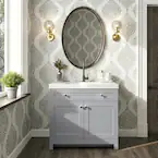 Photo 1 of 
Glacier Bay
Everdean 37 in. W x 19 in. D x 34 in. H Single Sink Bath Vanity in Pearl Gray with White Cultured Marble Top