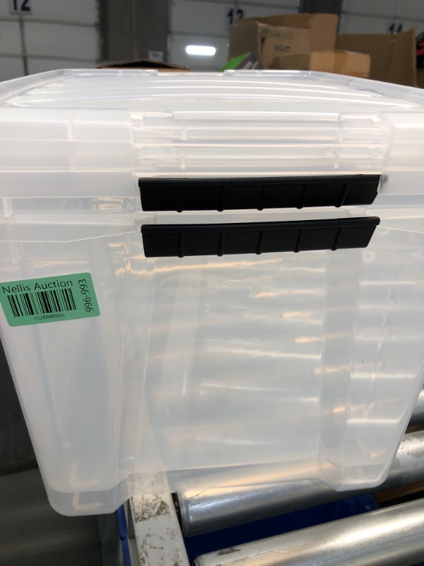 Photo 2 of ***LISTING IS FOR 2 BINS ONLY***
IRIS USA 40 Qt. Plastic Storage Bin Tote Organizing Container with Durable Lid and Secure Latching Buckles, Stackable and Nestable, clear with Black Buckle 40 Qt. - 2