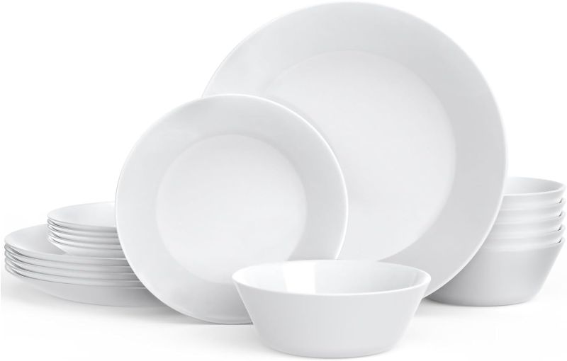 Photo 1 of Dinnerware Set 18-piece Opal Dishes Sets Service for 6 Plates Bowls 6" Break and Crack Resistant Dish Sets Round